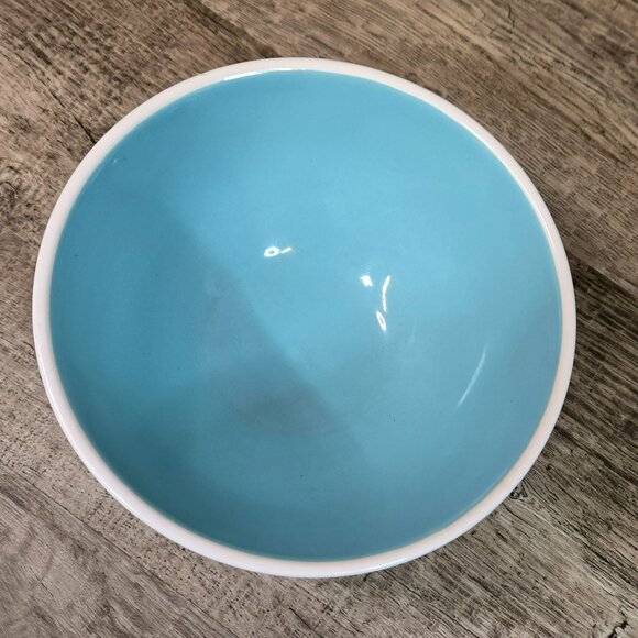 Rae Dunn Artisan Collection Ceramic CEREAL Bowl Blue Interior 5.5 Inches White - Picture 4 of 8